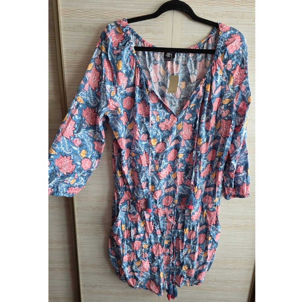 Ann Taylor LOFT Petites Floral Long Sleeve Romper Blue Pink LP NWT
